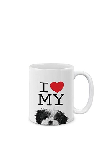 I Heart My American Pit Bull Puppy Dog White Ceramic Coffee Mug Tea Cup, 11 OZ