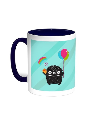 Cartoon Drawing - The Joy Of Eid Printed Coffee Mug Blue/White 11ounce