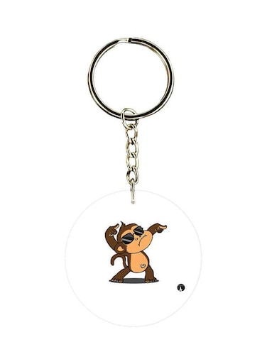 Cartoon Monkey Printed Double Sided Keychain