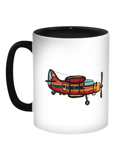 War Plane Printed Coffee Mug White/Red/Black
