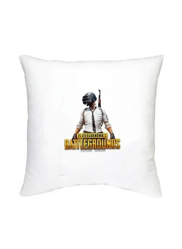 PUBG Printed Decorative Cushion White/Yellow/Black 16x16inch
