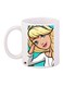 Cartoon Girl Printed Coffee Mug White/Beige/Blue 11ounce