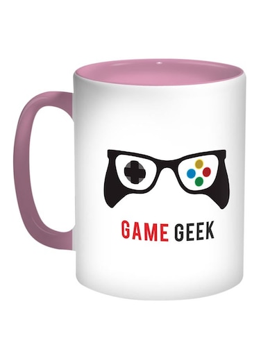 Game Geek Printed Coffee Mug Pink/White/Black