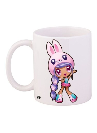 Cartoon Printed Coffee Mug White/Pink/Purple 11ounce