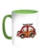 A Red Car Printed Coffee Mug White/Green 11ounce