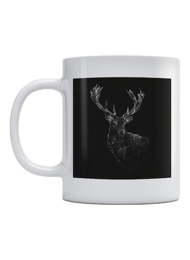 Deer Printed Ceramic Mug Black/White