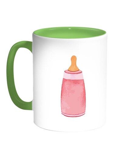 Feeding Children Printed Coffee Mug White/Green 11ounce