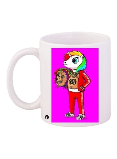 Unicorn Printed Coffee Mug White/Purple/Yellow 11ounce