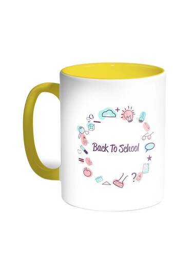 Back To School Printed Coffee Mug Yellow/White 11ounce