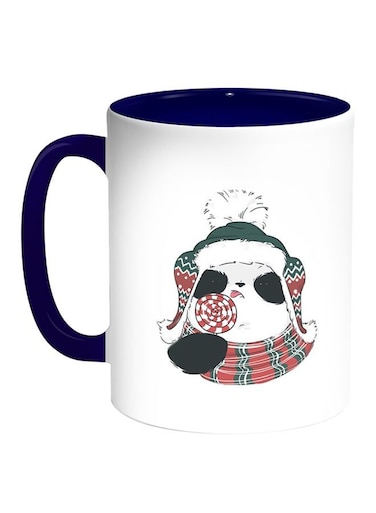Teddy Bear Printed Coffee Mug White/Blue 11ounce
