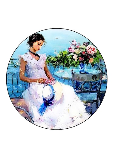 Vintage Art Printed Fridge Magnet Round Multicolour