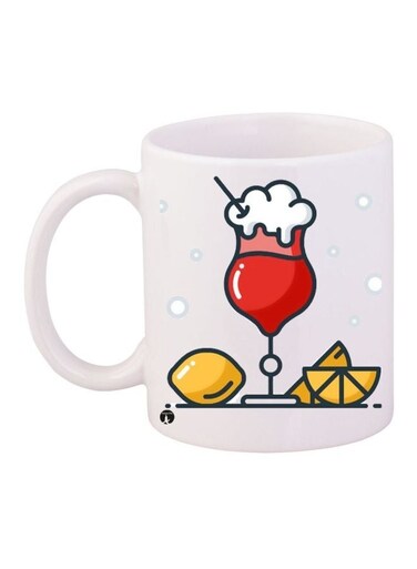 Drink Printed Coffee Mug White/Red/Yellow 11ounce