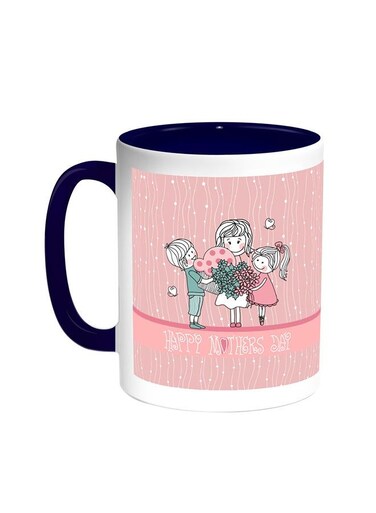Happy Mother's Day Printed Coffee Mug Blue White 11 ounce