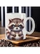 RYN&reg; 11OZ Ceramic Coffee Mug with Handle, Large Raccoon Print - Novelty Gift Cup for Hot/Cold Beverages, Ideal for Halloween, Christmas, Weddings, Birthdays, Valentine's Day