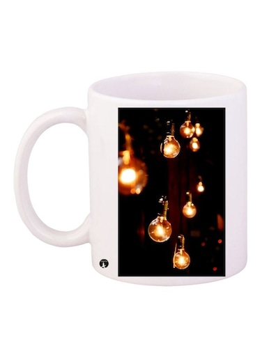 Bulb Printed Ceramic Coffee Mug White/Black/Yellow