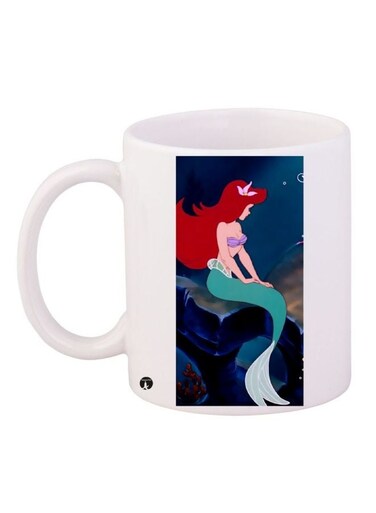 Mermaid Printed Coffee Mug White/Blue/Red 11ounce