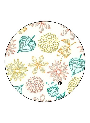 Floral Printed Fridge Magnet White/Beige/Green 5.5cm