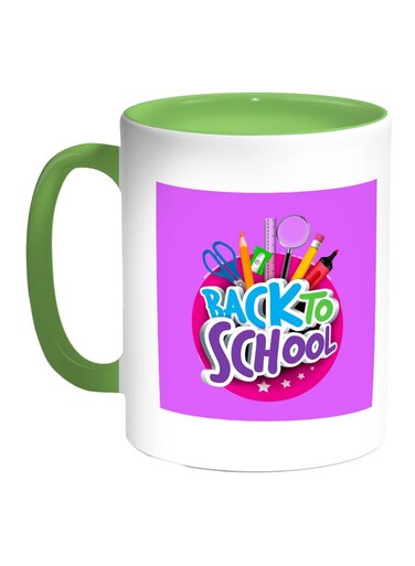 Back To School Printed Coffee Mug Green/White/Purple