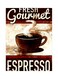 Espresso Themed Metallic Plate Brown/White/Red 20x15cm