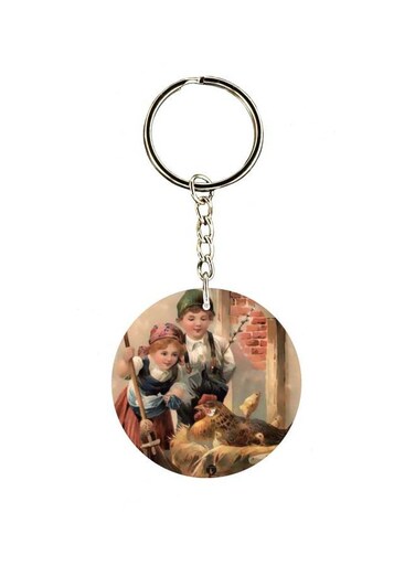 Double Sided Baby Girl Printed Keychain