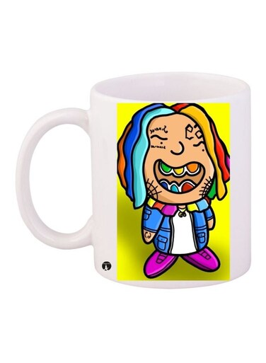 Cartoon Printed Coffee Mug White/Yellow/Blue