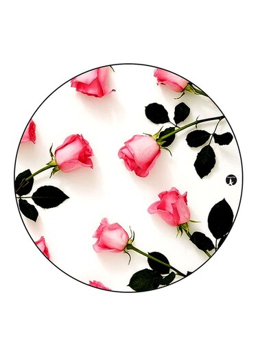 Flowers Printed Fridge Magnet Round Multicolour