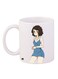 Cartoon Girl Printed Coffee Mug White/Blue/Beige 11ounce