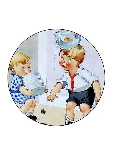 Small Child Printed Fridge Magnet Multicolour 5.5 x 5.5cm