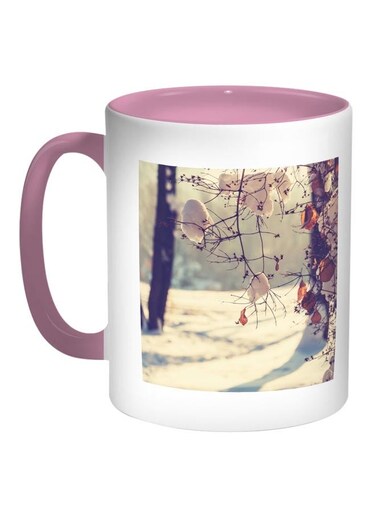 Cotton Tree Printed Coffee Mug Pink/White/Brown 11ounce