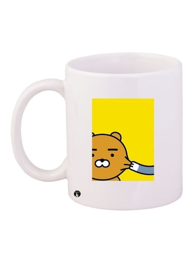 Cartoon Printed Coffee Mug White/Yellow/Brown 11ounce