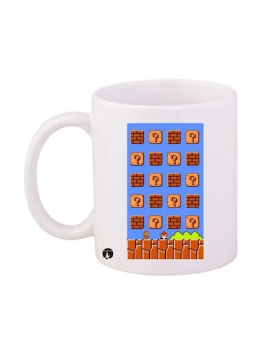 Super Mario Video Game Printed Mug White/Blue/Brown Standard Size