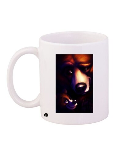 Cartoon Printed Coffee Mug White/Brown/Black 11ounce