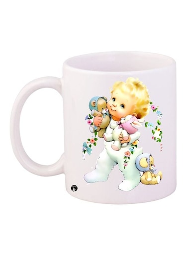 Baby Printed Coffee Mug White/Yellow/Green 11ounce