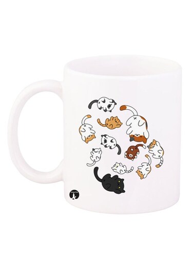 Cats Design Mug White/Brown/Black 11ounce