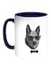Wolf Wearing Glasses Printed Coffee Mug White/Blue 11ounce