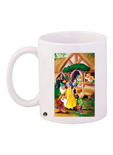 Cartoon Printed Coffee Mug White/Brown/Green 11ounce