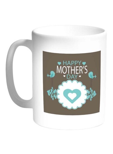 Happy Mother's Day Printed Coffee Mug White/Blue/Brown 325ml