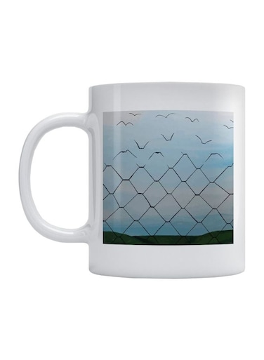 Freedom Printed Mug White/Blue/Black