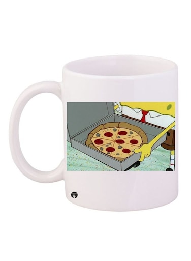 SpongeBob Pizza Printed Coffee Mug White/Beige/Grey