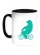 Bear Driving A Bicycle Printed Coffee Mug Turquoise/White/Black