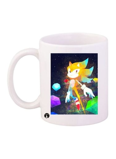 Sonic Video Game Printed Coffee Mug White/Black/Yellow