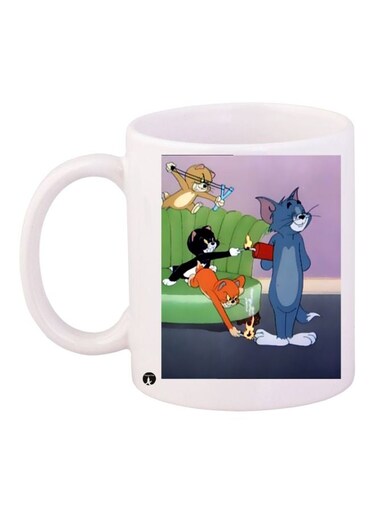 Tom And Jerry Printed Coffee Mug White/Blue/Purple