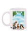 Cartoon Printed Coffee Mug White/Blue/Green 11ounce