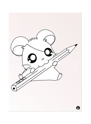 Metal Plate Of The Anime Hamtaro Poster Pink/White/Black