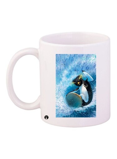 Penguin Printed Coffee Mug White/Blue/Black 11ounce