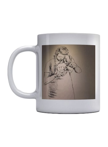 Barista Printed Coffee Mug White/Grey 350ml