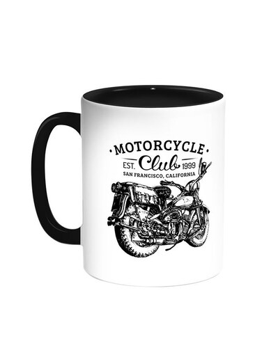 Motorcycle Printed Coffee Mug Black/White 11ounce