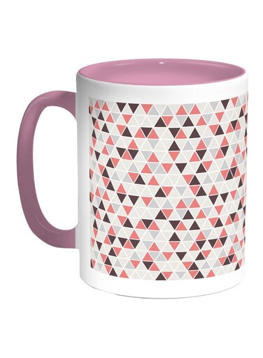 Triangles Printed Coffee Mug Pink/Black/Grey 11ounce