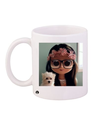 Girl Printed Coffee Mug White/Brown/Black