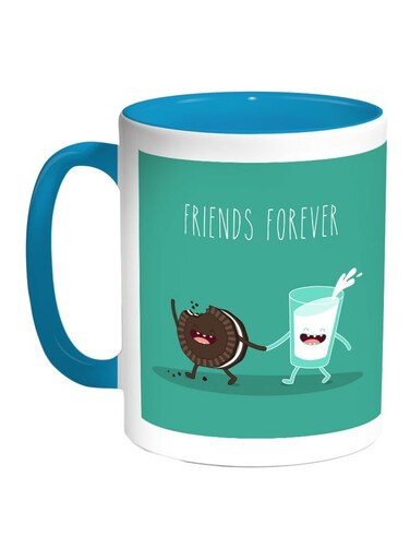 Friends Forever Printed Coffee Mug Green/Brown/Blue 11ounce